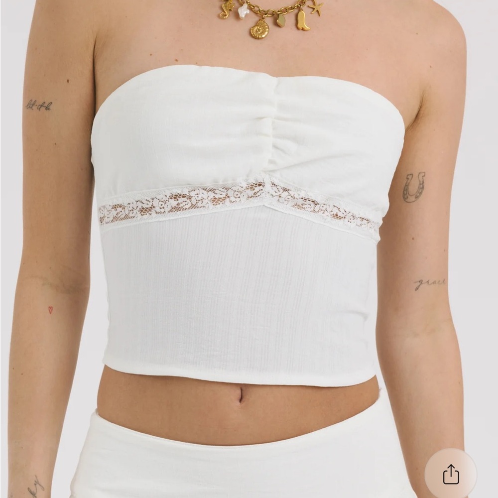 NWT White Lace Tube Top - Grey Bandit